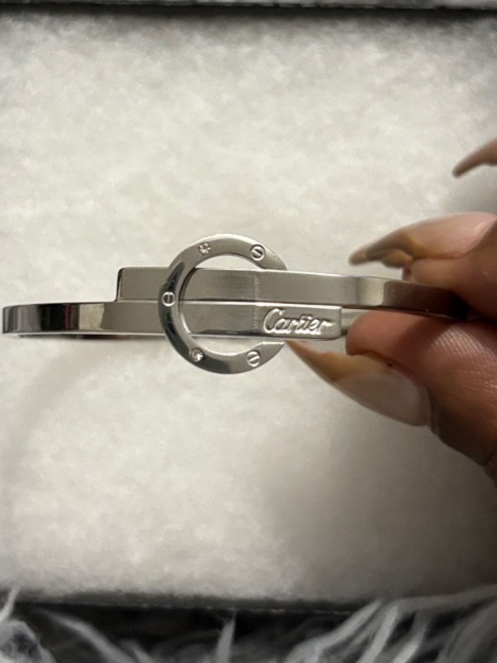 Cartier Love Inspired Silver Circular Motif Bracelet